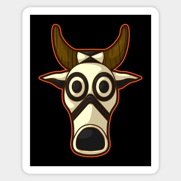 Ancient african aboriginal cow mask design Sticker by Drumsartco